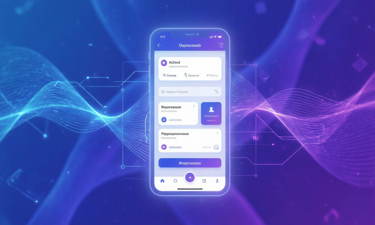 Технологичная композиция с интерфейсом мобильного приложения